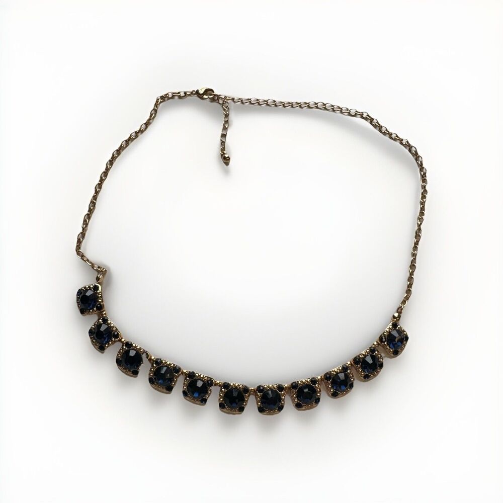 Vintage Necklace Sapphire-like Blue & Black Colored Stones - Picture 4 of 13